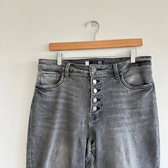 Kut from the Kloth High Rise Button Fly Mom Jeans Gray 12 - Picture 4 of 11
